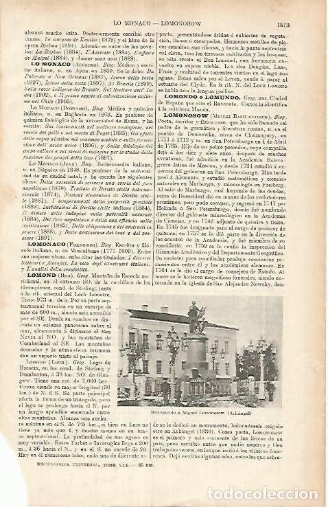 Otros art&iacute;culos de coleccionismo en papel: LAMINA ESPASA 25847: Monumento a M. Lomonosow en Arkangel - Varios