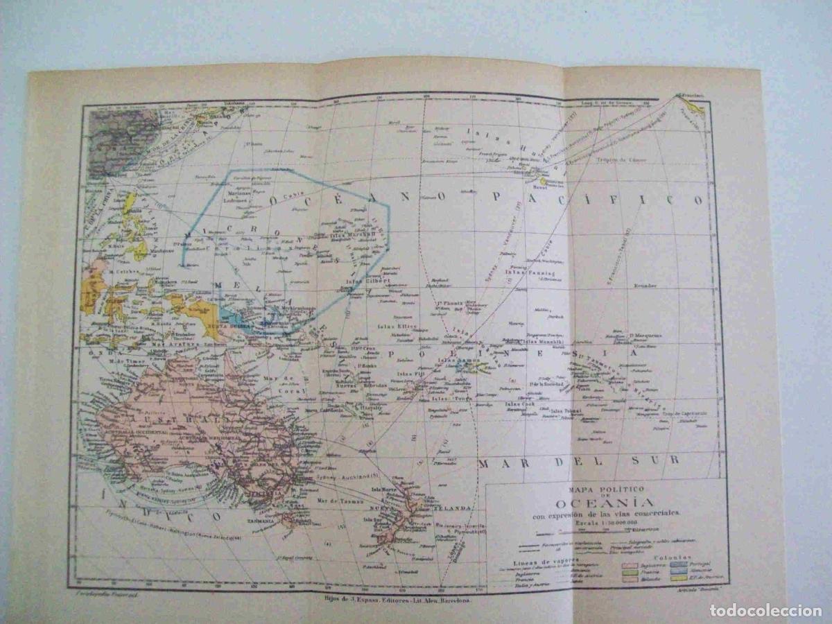 Otros art&iacute;culos de coleccionismo en papel: LAMINA ESPASA 25927: Mapa politico de Oceania - Varios