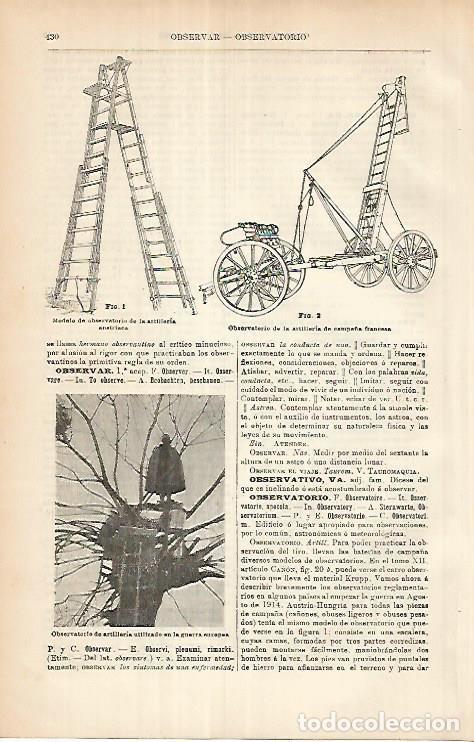 Otros art&iacute;culos de coleccionismo en papel: LAMINA ESPASA 25899: Observatorios de artilleria - Varios