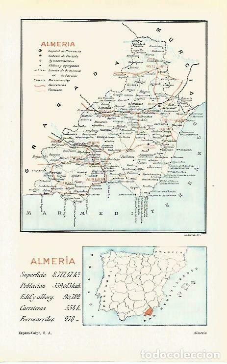 Otros art&iacute;culos de coleccionismo en papel: LAMINA ESPASA 33833: Mapa de la provincia de Almeria - Varios