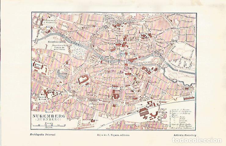 Otros art&iacute;culos de coleccionismo en papel: LAMINA ESPASA 25859: Plano de Nuremberg - Varios