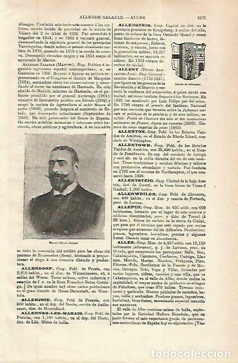 Otros art&iacute;culos de coleccionismo en papel: LAMINA ESPASA 33925: Manuel Allende Salazar - Varios