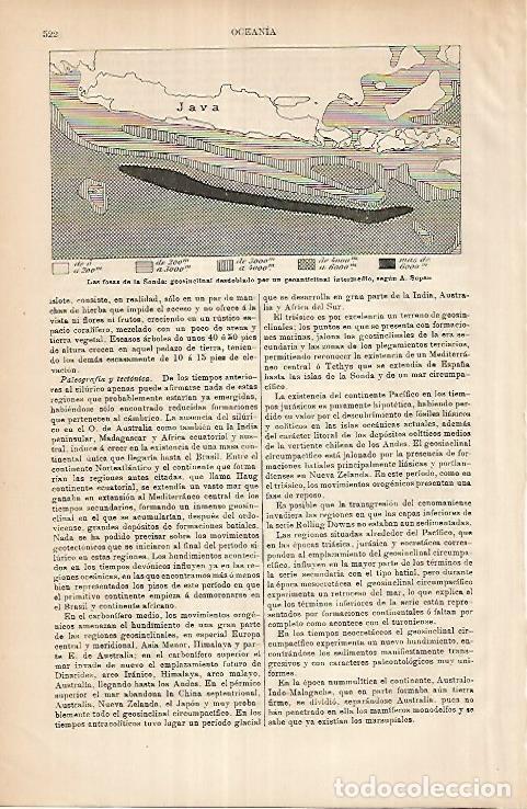 Otros art&iacute;culos de coleccionismo en papel: LAMINA ESPASA 25931: Las fosas de la Sonda segun A. Supan - Varios