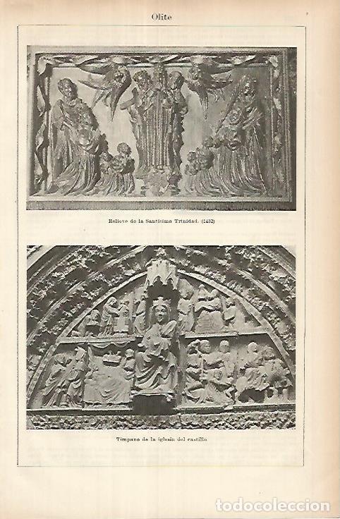 Otros art&iacute;culos de coleccionismo en papel: LAMINA ESPASA 26017: Relieve y timpano de la Iglesia del castillo de Olite Navarra - Varios