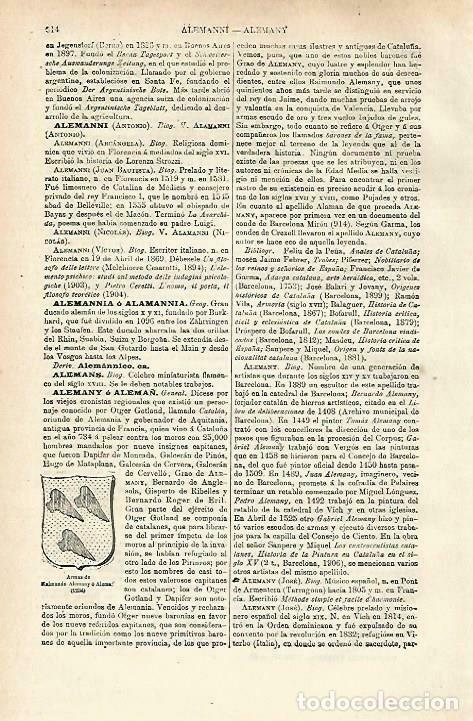 Otros art&iacute;culos de coleccionismo en papel: LAMINA ESPASA 33702: Escudo de armas de Raimundo Alemany - Varios