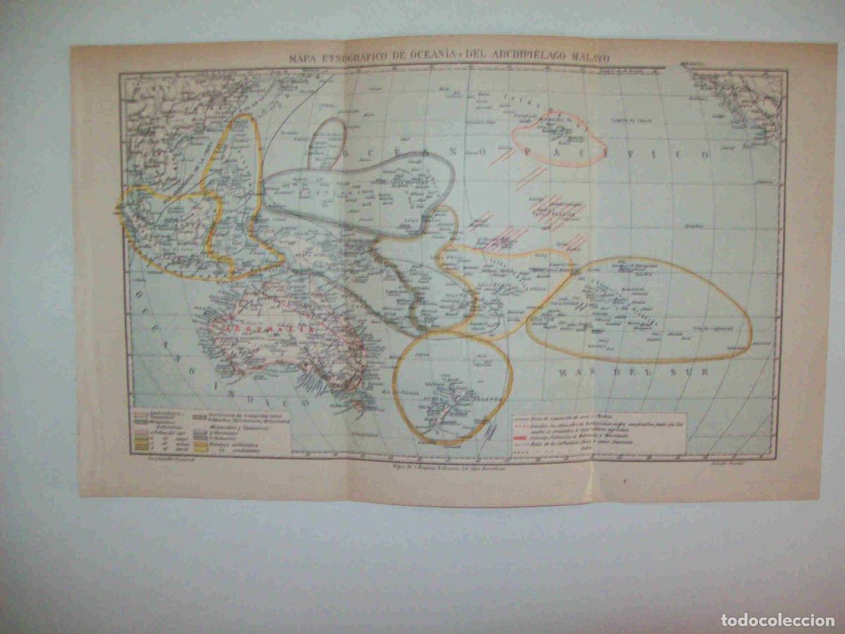 Otros art&iacute;culos de coleccionismo en papel: LAMINA ESPASA 25936:Mapa etnografico de Oceania - Varios