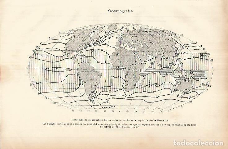 Otros art&iacute;culos de coleccionismo en papel: LAMINA ESPASA 25948: Isotermas de la superficie de los oceanos - Varios
