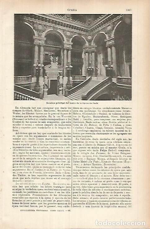 Otros art&iacute;culos de coleccionismo en papel: LAMINA ESPASA 26065: Escalera de la Opera de Paris - Varios