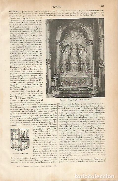 Otros art&iacute;culos de coleccionismo en papel: LAMINA ESPASA 26072: Altar de la Catedral de Oporto Portugal - Varios