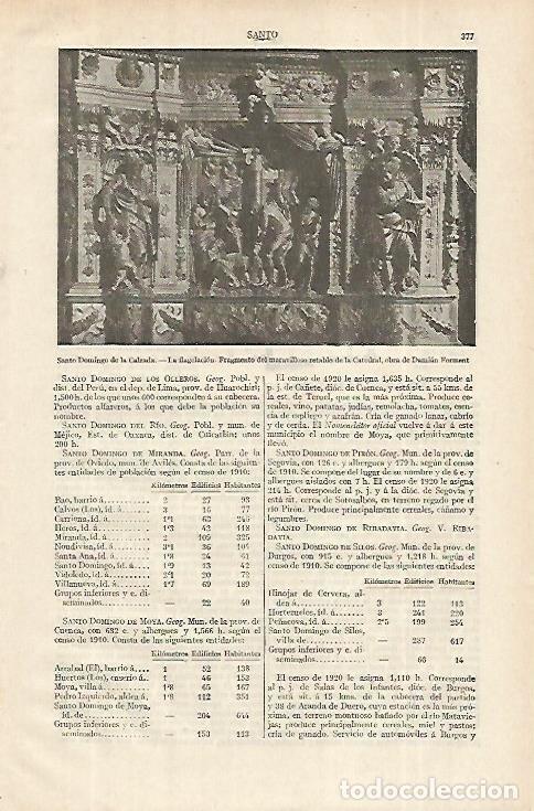 Otros art&iacute;culos de coleccionismo en papel: LAMINA ESPASA 12311: Retablo de la Catedral de Santo Domingo de la Calzada - Varios