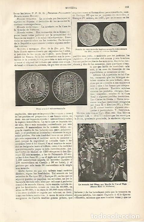 Otros art&iacute;culos de coleccionismo en papel: LAMINA ESPASA 8536: Duro espa&ntilde;ol y moneda inglesa de 1857 - Varios
