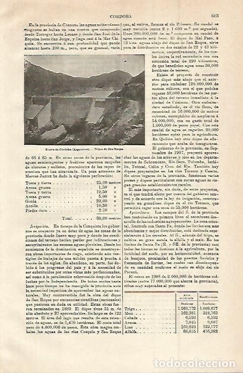 Otros art&iacute;culos de coleccionismo en papel: LAMINA ESPASA 14963: Dique de San Roque Argentina - Varios