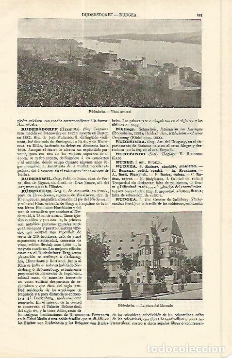 Otros art&iacute;culos de coleccionismo en papel: LAMINA ESPASA Alemania 17011: Vista de Rudesheim Alemania - Varios