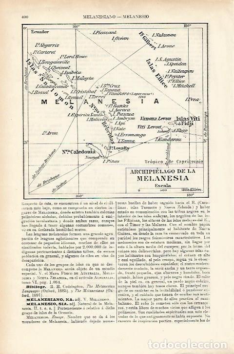 Otros art&iacute;culos de coleccionismo en papel: LAMINA ESPASA 17740: Mapa del archipielago de Melanesia - Varios