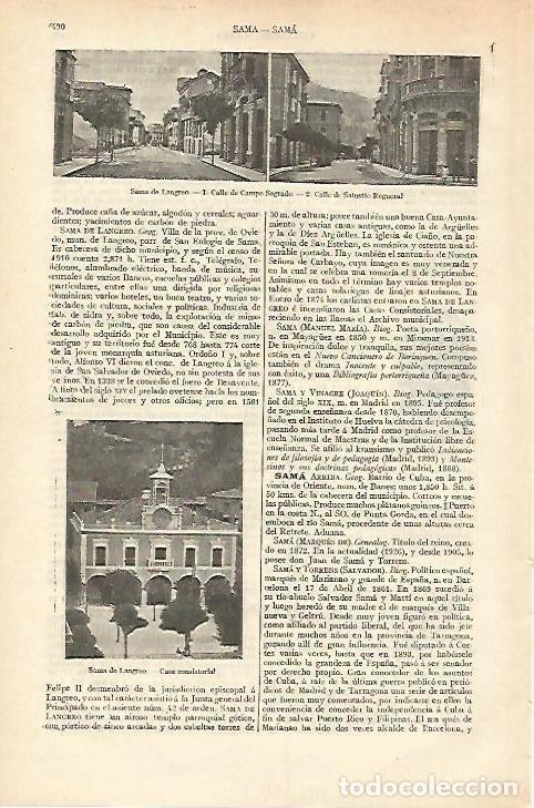 Otros art&iacute;culos de coleccionismo en papel: LAMINA ESPASA 18237: Sama de Langreo Oviedo - Varios
