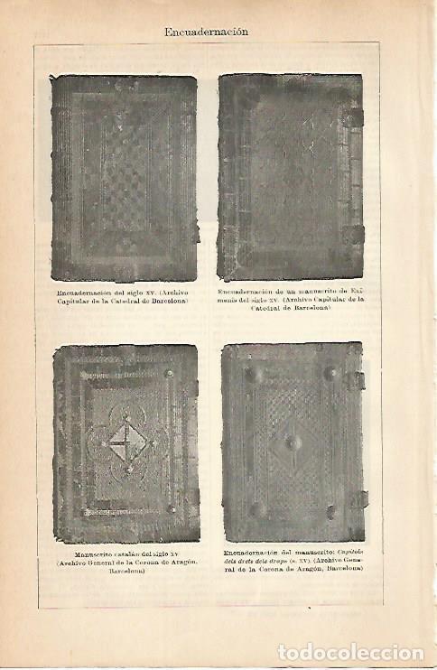 Otros art&iacute;culos de coleccionismo en papel: LAMINA ESPASA 6914: Ejemplos de encuadernaciones de los siglos XIV y XV - Varios Autores