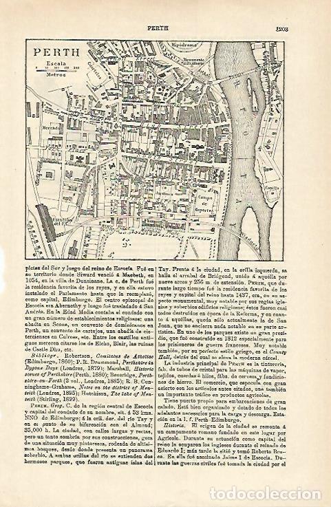 Otros art&iacute;culos de coleccionismo en papel: LAMINA ESPASA 15806: Plano de Perth Escocia - Varios