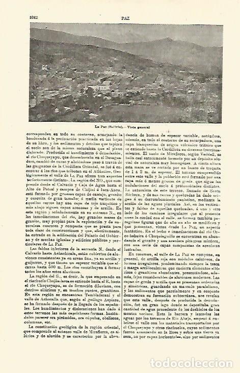 Otros art&iacute;culos de coleccionismo en papel: LAMINA ESPASA 23874: Vista de La Paz en Bolivia - Varios