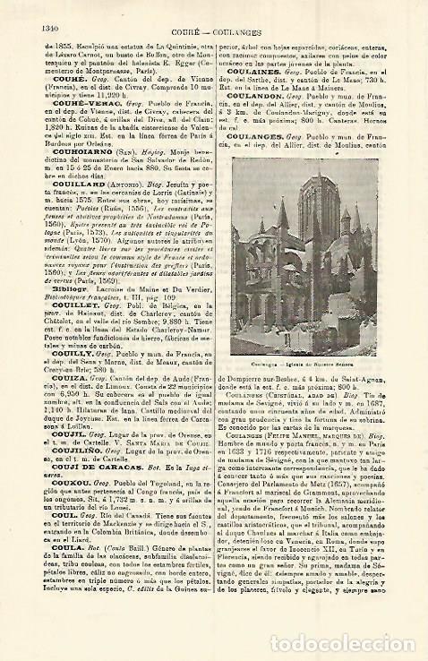 Otros art&iacute;culos de coleccionismo en papel: LAMINA ESPASA 15122: Iglesia de Coulanges - Varios
