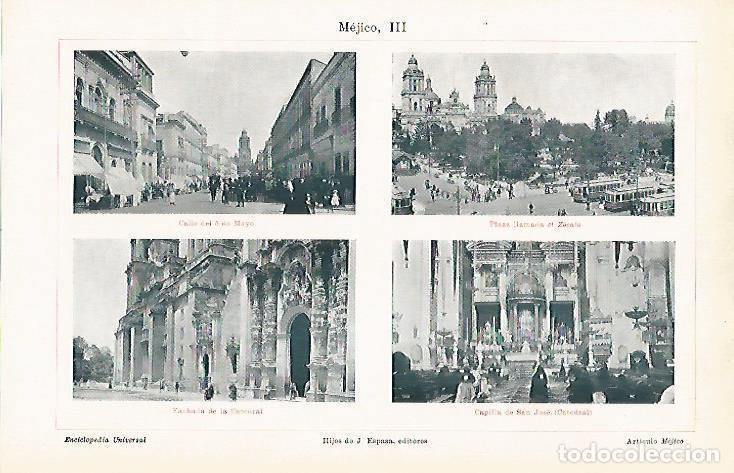 Otros art&iacute;culos de coleccionismo en papel: LAMINA ESPASA 11555: Plazas y calles de la ciudad de Mexico - Varios