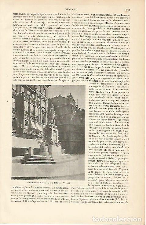 Otros art&iacute;culos de coleccionismo en papel: LAMINA ESPASA 8864: Monumento a Mozart en Viena - Varios