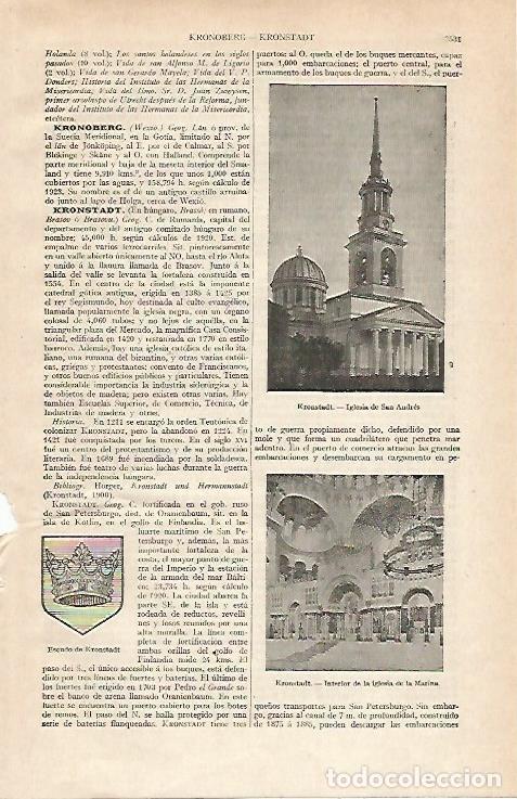 Otros art&iacute;culos de coleccionismo en papel: LAMINA ESPASA 21183: Escudo e Iglesia de San Andres en Kronstadt Rumania - Varios