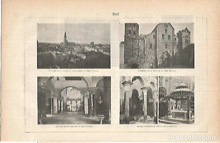 Otros art&iacute;culos de coleccionismo en papel: LAMINA ESPASA 9778: Vistas de Bari Italia - Varios