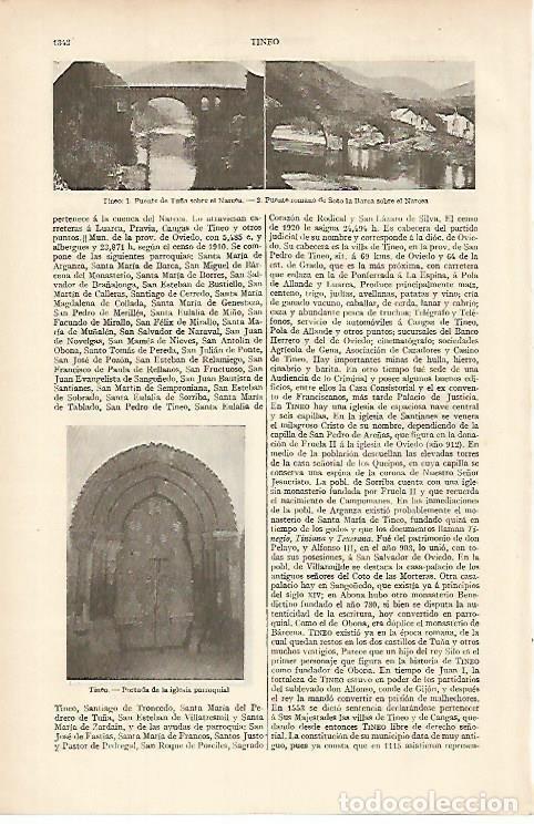 Otros art&iacute;culos de coleccionismo en papel: LAMINA ESPASA 8472: Vistas de Tineo Asturias - Varios