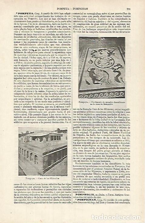 Otros art&iacute;culos de coleccionismo en papel: LAMINA ESPASA 26136: Casa de los Misterios y mosaico en Pompeya - Varios
