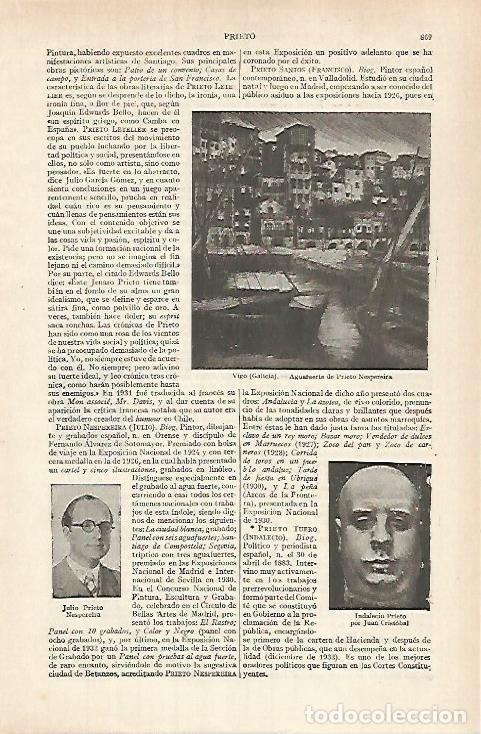 Otros art&iacute;culos de coleccionismo en papel: LAMINA ESPASA 26148: Vigo aguafuerte de Prieto Nespereira - Varios