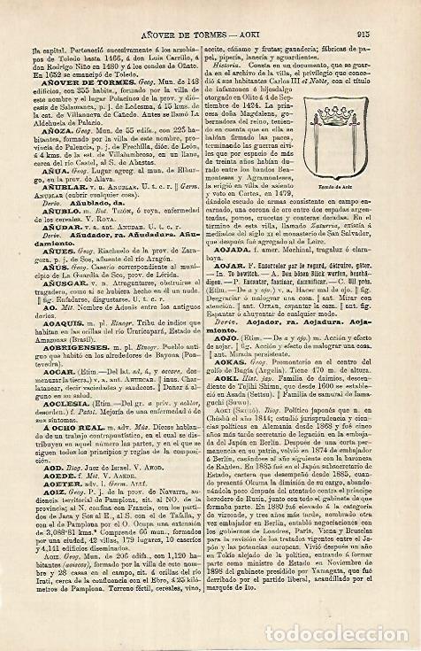Otros art&iacute;culos de coleccionismo en papel: LAMINA ESPASA 26199: Escudo de Aoiz Navarra - Varios