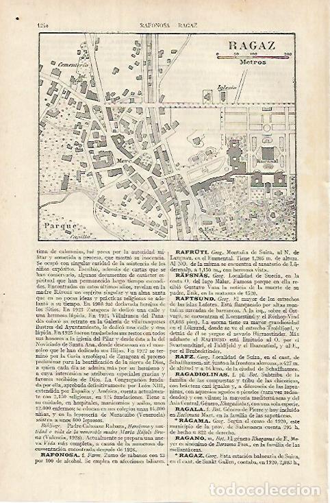 Otros art&iacute;culos de coleccionismo en papel: LAMINA ESPASA 26170: Plano de Ragaz Suiza - Varios