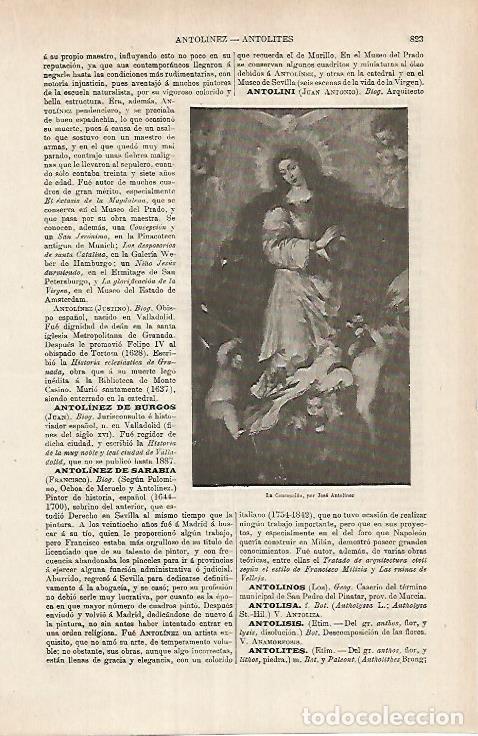 Otros art&iacute;culos de coleccionismo en papel: LAMINA ESPASA 26175: La Concepcion por Jose Antolinez - Varios