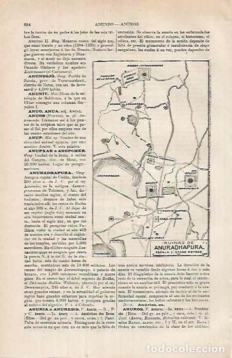 Otros art&iacute;culos de coleccionismo en papel: LAMINA ESPASA 26195: Mapa de las ruinas de Anuradhapura Sri Lanka - Varios