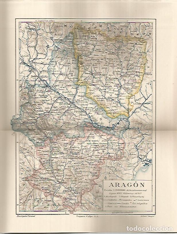 Otros art&iacute;culos de coleccionismo en papel: LAMINA ESPASA 26250: Mapa de Aragon - Varios