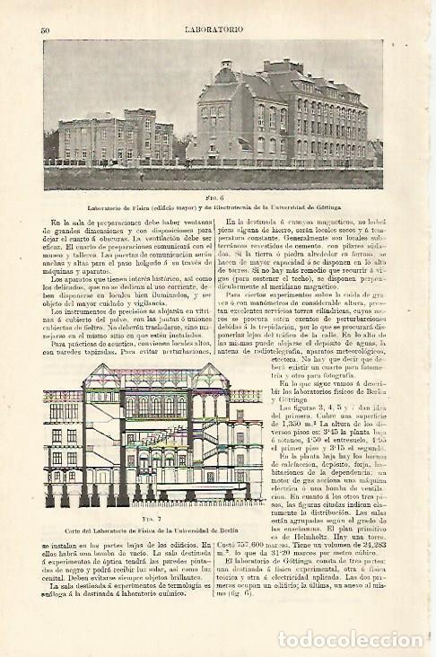 Otros art&iacute;culos de coleccionismo en papel: LAMINA ESPASA 26294: Laboratorio de Fisica de la Universidad de Gottinga - Varios