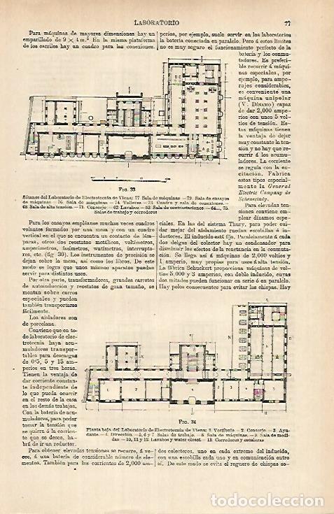 Otros art&iacute;culos de coleccionismo en papel: LAMINA ESPASA 26305: Sotanos y planta baja del Laboratorio de Electrotecnica de Viena - Varios