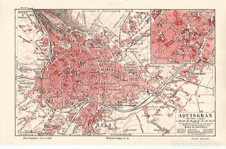 Otros art&iacute;culos de coleccionismo en papel: LAMINA ESPASA 26237: Plano de Aquisgran - Varios