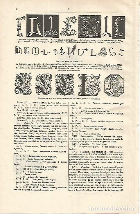 Otros art&iacute;culos de coleccionismo en papel: LAMINA ESPASA 26285: Marcas con la letra L - Varios
