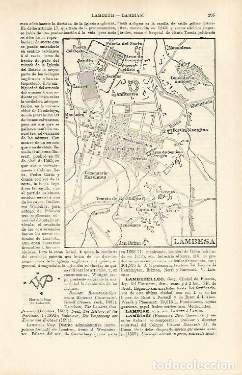 Otros art&iacute;culos de coleccionismo en papel: LAMINA ESPASA 26346: Plano de LambesaArgelia - Varios