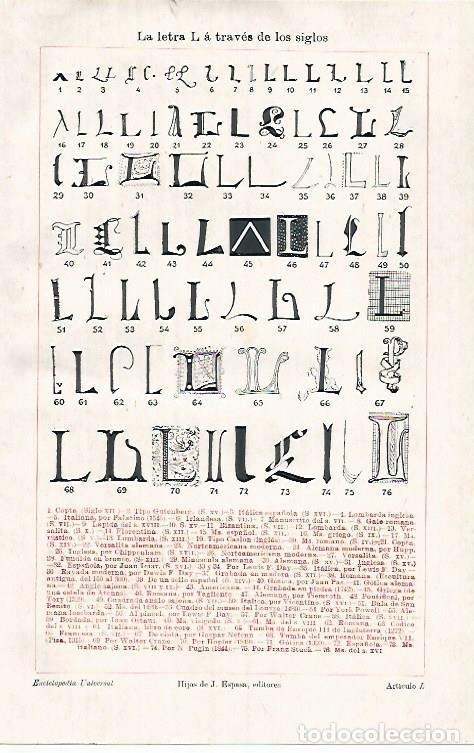 Otros art&iacute;culos de coleccionismo en papel: LAMINA ESPASA 26287: La letra L a traves de los tiempos - Varios