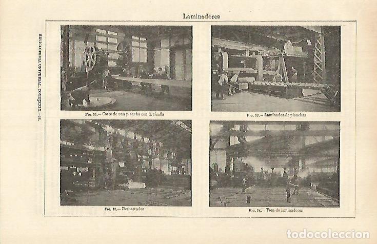 Otros art&iacute;culos de coleccionismo en papel: LAMINA ESPASA 26358: Debastador plancha y tren de laminadores - Varios