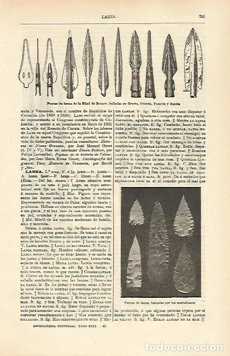 Otros art&iacute;culos de coleccionismo en papel: LAMINA ESPASA 26396: Puntas de lanza de la Edad de Bronce de Grecia Irlanda Francia y Suecia - Vario