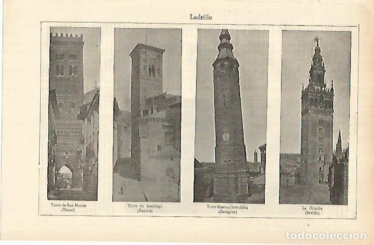 Otros art&iacute;culos de coleccionismo en papel: LAMINA ESPASA 26324: Torre de San Martin en Teruel y Torre Nueva de Zaragoza - Varios