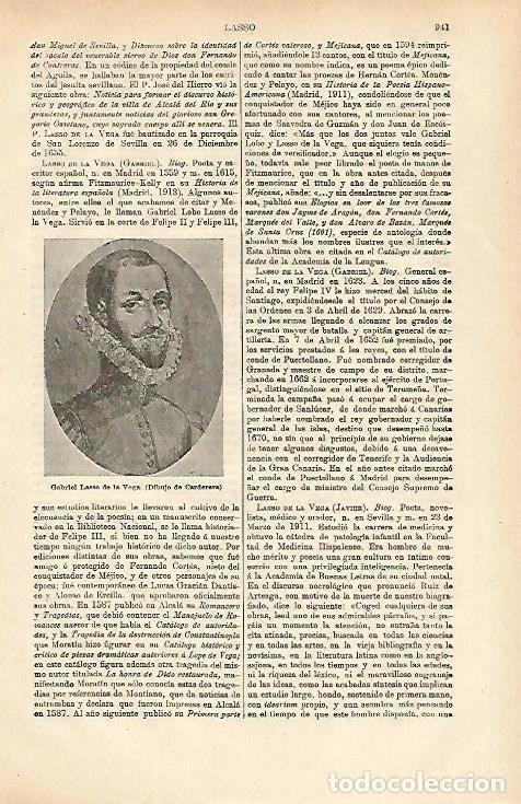 Otros art&iacute;culos de coleccionismo en papel: LAMINA ESPASA 26426: Retrato de Gabriel Lasso de la Vega - Varios