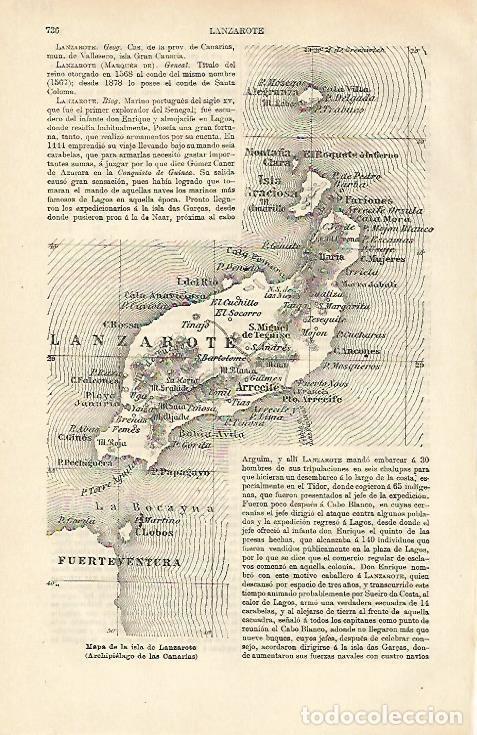 Otros art&iacute;culos de coleccionismo en papel: LAMINA ESPASA 26403: Mapa de la isla de Lanzarote - Varios