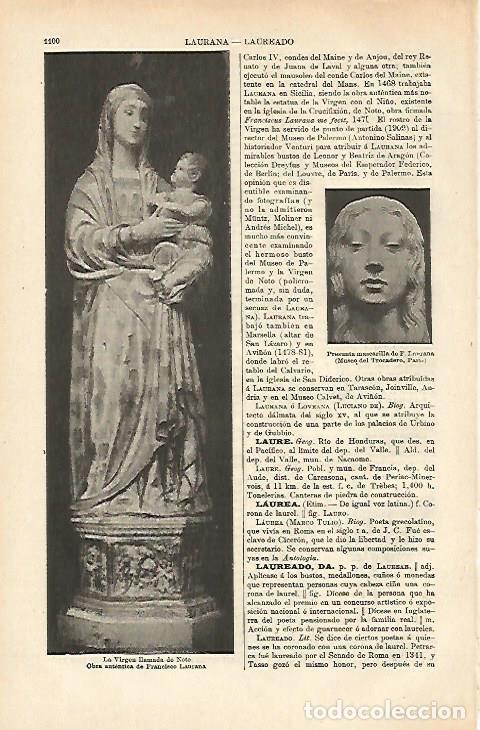 Otros art&iacute;culos de coleccionismo en papel: LAMINA ESPASA 26442: La Virgen del Noto por Francisco Laurana - Varios