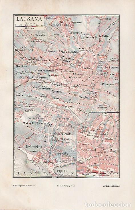 Otros art&iacute;culos de coleccionismo en papel: LAMINA ESPASA 26447: Plano de Lausana - Varios