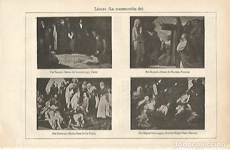 Otros art&iacute;culos de coleccionismo en papel: LAMINA ESPASA 26467: La resurreccion de Lazaro por Tanner Bonnat Lastman y Caravaggio - Varios