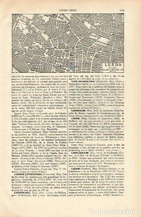 Otros art&iacute;culos de coleccionismo en papel: LAMINA ESPASA 26493: Plano de Leeds Inglaterra - Varios